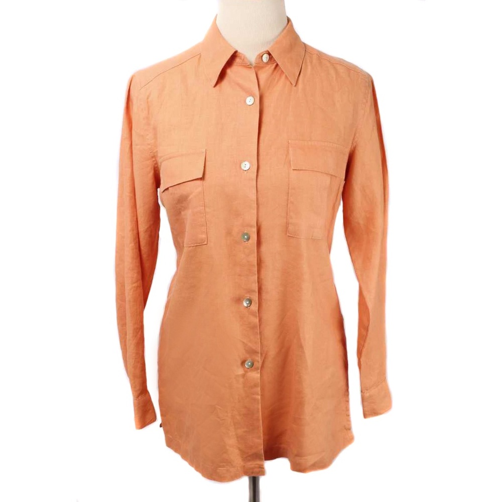 BLOOMINGDALE’S Orange 100% Linen Tunic Blouse